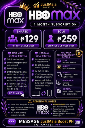 HBO Max premium account pricelist