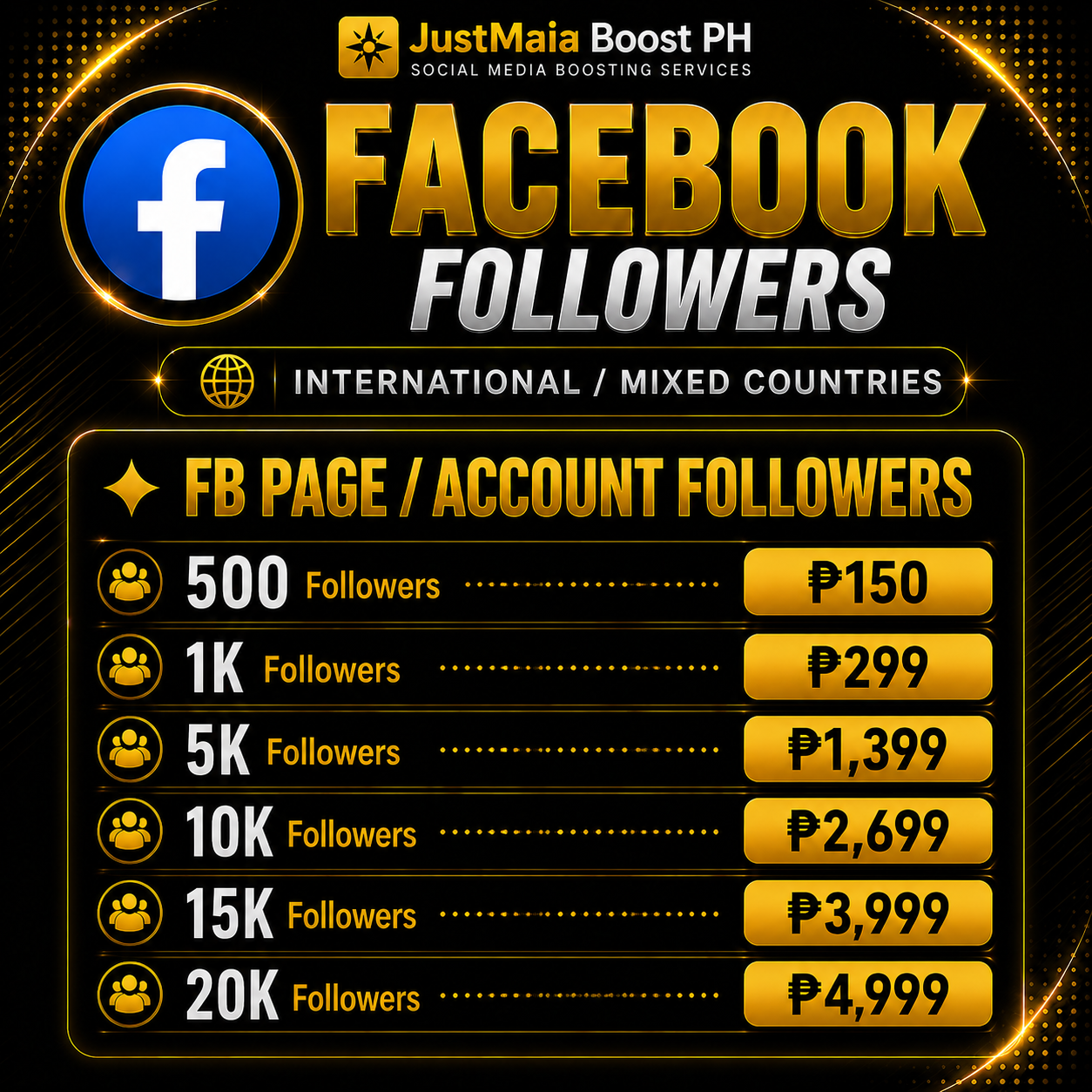 Facebook INTERNATIONAL / MIXED COUNTRIES pricelist 1