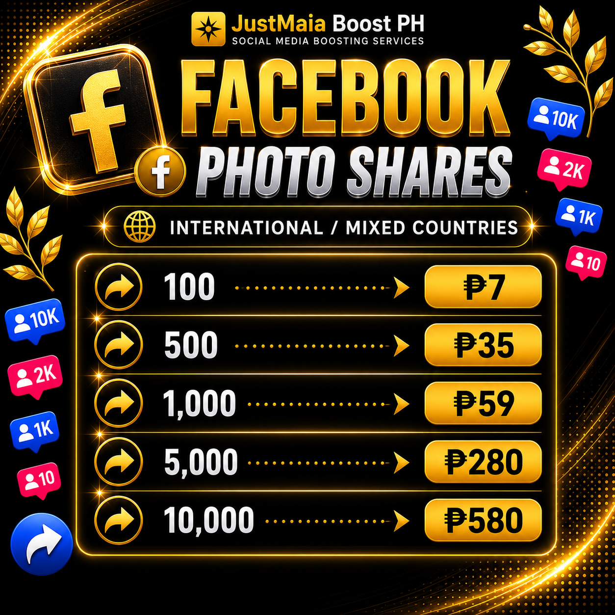 Facebook INTERNATIONAL / MIXED COUNTRIES pricelist 4